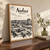 Nukus city view full-bleed print styled in Original angled oak-console; frame and props not included