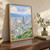 Kochi city view full-bleed print styled in Original angled oak-console; frame and props not included