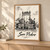 San Pedro city view full-bleed print styled in Light oak-console; frame and props not included