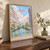 Naha city view full-bleed print styled in Original angled oak-console; frame and props not included