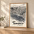 Tampico city view full-bleed print styled in Light oak-console; frame and props not included