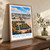 Kostroma city view bordered print styled in Original angled oak-console; frame and props not included
