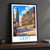 Gent city view bordered print styled in Black frame / charcoal wall; frame and props not included