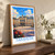 Tampere city view bordered print styled in Original angled oak-console; frame and props not included