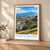 North Shore city view bordered print styled in Light oak-console; frame and props not included