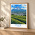 Fuji city view bordered print styled in Light oak-console; frame and props not included
