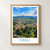 Danlí city view bordered print styled in Front oak frame - corrected opening; frame and props not included