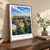 Velikiy Novgorod city view bordered print styled in Original angled oak-console; frame and props not included