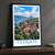 Ternate city view bordered print styled in Black frame / charcoal wall; frame and props not included