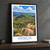 Iringa city view bordered print styled in Black frame / charcoal wall; frame and props not included