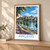 Angers city view bordered print styled in Light oak-console; frame and props not included