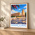 Kairouan city view bordered print styled in Light oak-console; frame and props not included