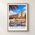Kairouan city view bordered print styled in Front oak frame - corrected opening; frame and props not included