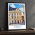 Sibiu city view bordered print styled in Black frame / charcoal wall; frame and props not included