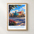 Toowoomba city view bordered print styled in Front oak frame - corrected opening; frame and props not included