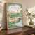Central Park Bow Bridge full-bleed print styled in Original angled oak-console; frame and props not included