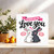 Cute Bunny Love You Greeting Card, I Freaking Love You, Romantic Anniversary Valentine Card, 145mm x 145mm, Includes Kraft Envelope, For Boyfriend Girlfriend Husband Wife