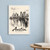 Austin Congress Avenue Bridge skyline full-bleed print styled in White frame / blue sitting room; frame and props not included