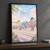 Louvre Pyramid in Cour Napoleon full-bleed print styled in Black frame / charcoal wall; frame and props not included