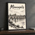 Minneapolis Stone Arch Bridge full-bleed print styled in Black frame / charcoal wall; frame and props not included