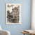 Casa Batllo facade from Passeig de Gracia full-bleed print styled in White frame / blue sitting room; frame and props not included