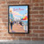Los Angeles Santa Monica Pier full-bleed print styled in Black frame / exposed brick; frame and props not included