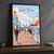 Los Angeles Santa Monica Pier full-bleed print styled in Black frame / charcoal wall; frame and props not included