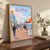 Los Angeles Santa Monica Pier full-bleed print styled in Original angled oak-console; frame and props not included