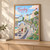 Tenby harbour pastel houses full-bleed print styled in Light oak-console; frame and props not included
