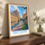 Salts Mill across the Leeds Liverpool Canal bordered print styled in Original angled oak-console; frame and props not included