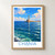 Chania Venetian harbour lighthouse bordered print styled in Front oak frame - corrected opening; frame and props not included