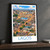 Lagos city view bordered print styled in Black frame / charcoal wall; frame and props not included