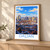 Dalian city view bordered print styled in Light oak-console; frame and props not included