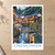 Ginzan Onsen ryokan river street bordered print styled in Unframed sheet - corrected A-series; frame and props not included