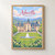 Asheville Biltmore House front lawn full-bleed print styled in Front oak frame - corrected opening; frame and props not included