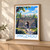 Jingzhou city view bordered print styled in Light oak-console; frame and props not included