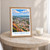 Tiruchirappalli city view bordered print styled in Oak frame / bedside table; frame and props not included