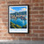 Kitakyushu city view bordered print styled in Black frame / exposed brick; frame and props not included
