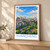 Xuancheng city view bordered print styled in Light oak-console; frame and props not included