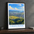 Okayama city view bordered print styled in Black frame / charcoal wall; frame and props not included