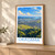 Okayama city view bordered print styled in Light oak-console; frame and props not included