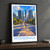 Mississauga city view bordered print styled in Black frame / charcoal wall; frame and props not included
