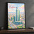 Foshan city view full-bleed print styled in Black frame / charcoal wall; frame and props not included
