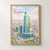 Foshan city view full-bleed print styled in Front oak frame - corrected opening; frame and props not included