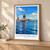 Gothenburg city view bordered print styled in Light oak-console; frame and props not included