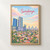 Surabaya city view full-bleed print styled in Front oak frame - corrected opening; frame and props not included