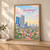 Surabaya city view full-bleed print styled in Light oak-console; frame and props not included