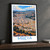 Mbeya city view bordered print styled in Black frame / charcoal wall; frame and props not included