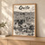 Quito city view full-bleed print styled in Light oak-console; frame and props not included