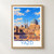 Yazd city view bordered print styled in Front oak frame - corrected opening; frame and props not included